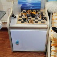 کمد رنگ آبی سفید با یک عدد میز کشویی و کمد کوچک|جاکفشی، کمد، دراور|آستارا, |دیوار