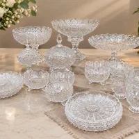 سرویس ۱۲نفره کریستال تراش دار پی کی