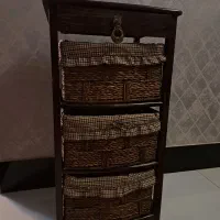 میز کشویی حصیری و چوبی