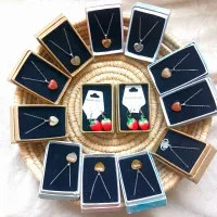 گردنبند سنگ عقیق  قلب،سیاره زحل،گوشواره توت فرنگی