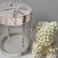 روز دختر باکس عروسک تدی خرس گل رز