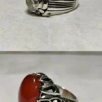 انگشتر موزانایت و عقیق