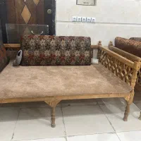 تخت چوبی و صندلی فرفورژه