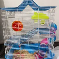 ۳ تا همستر باهوش رام با قفس سه طبقه بزرگ