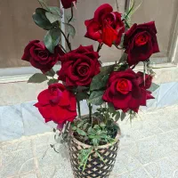 گلدان سفالی با گل