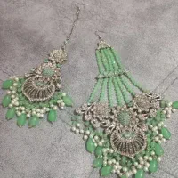 سرویس جواهر هندی سبز نقرهای|جواهرات|بندرعباس, |دیوار