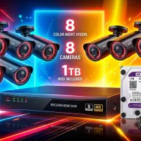 پکیج کامل دوربین مداربسته ۵ مگاپیکسل دیددر شب رنگی