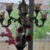 لوستر برنز و برنج اصل جفت ۸شعله،شامپاین طلایی|لوستر و چراغ آویز|زنجان, |دیوار