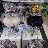 سماور گازی سه تیکه برنزی (طرح سنگی) برادران