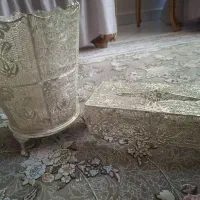 جا دستمال کاغذی و سطل روکش نقره