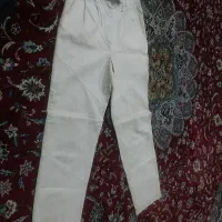 شلوار سایز ۳۶ زنانه چرم طبیعی ایتالیایی کرم رنگ