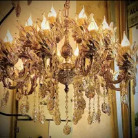 لوستر برنزی ۵شاخه۱۰شعله برنزی با چک صیادی/با تخفیف|لوستر و چراغ آویز|اردبیل, |دیوار