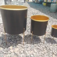 گلدان فلزی سه تایی با پایه
