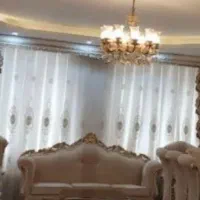 پرده پذیرایی بادو دستک مخمل و میل پرده
