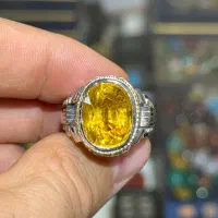 انگشتر جواهر ناب یاقوت زرد معدنی آنهیت ۱۵ قیراط