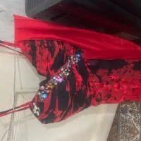 پیراهن بلندمجلسی حریر+شال