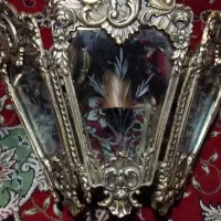 لوستر برنجی شیشه تراش قدیمی و اصیل|لوستر و چراغ آویز|تهران, اوین|دیوار