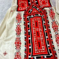 لباس بلوچی کرمی رنگ دست دوز