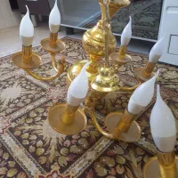 ۲عدد لوستر طلایی۳شاخه ۶شعله|لوستر و چراغ آویز|کرمانشاه, |دیوار