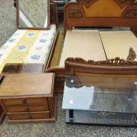 تخت خواب دو نفره بادوتا پایتختی از جنس چوب|تخت و سرویس خواب|مرند, |دیوار