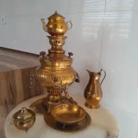 فروش سماور برنجی به همراه پارچ وسیعی وکاسه وقندان