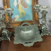 یک جفت شمع دانی با شکلات خوری پیوتر|بوفه، ویترین، کنسول|تهران, گرگان|دیوار