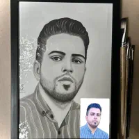 طراحی چهره سیاهقلم|تابلو، نقاشی، عکس|کرمانشاه, |دیوار