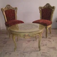 میز چوب گردوی نو با صندلی