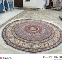 فرش دستبافت گرد 1.5*1.5گل ابریشم|فرش|بیرجند, |دیوار