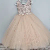 لباس عروس دخترانه رنگ کرم