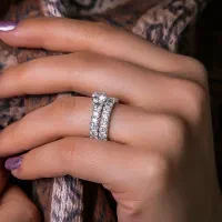 انگشتر حلقه و پشت حلقه جواهر تمام نقره تکتاش نشون