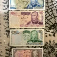 چهار برگ اسکناس و ست جعبه سکه آبطلا خورده