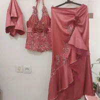 لباس مجلسی سه تیکه صورتی وکرمی ۱۸۰۰۰۰۰