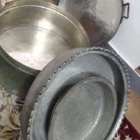 دیگ مسی قدیمی وآبکش وتشت|کلکسیون اشیاء عتیقه|شاهین‌شهر, گزبرخوار|دیوار