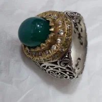 انگشتر نقره سنگ عقیق سبز