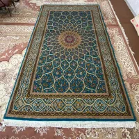 قالی دستبافت شش متری ۹ لا نائین سبزآبی