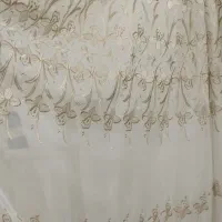 پرده حریر خوش طرح با میله و گیره هاش