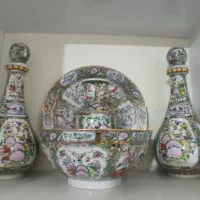 ظرف آنتیک گل مرغی دکوری قدیمی