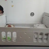 تخت نوزاد سفید ام دی اف وکیوم نگین دار