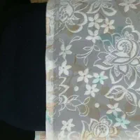 چادر سفید گل برجسته- دوخته شده