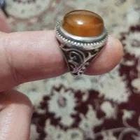 انگشتر رکاب نقره.سنگ شرف شمس.باکس گل ومجسمه love