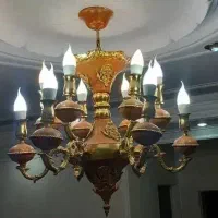 دوعدد لوستر برنجی سنگین ۶شاخه ۱۲شعله فروش فوری