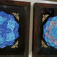 حراج ۲عدد بشقاب فیروزه همراه با قاب