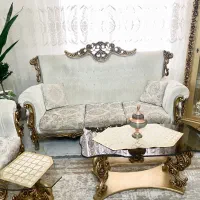 مبل ۷ نفره نیم استیل ۲ عدد میزعسلی وجلومبلی و بوفه|مبلمان خانگی و میز عسلی|پردیس, فاز ۱۱|دیوار