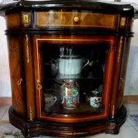 کنسول بوفه چوبی برنزی سه درب و ویترین شیشه ای|بوفه، ویترین، کنسول|گرمسار, |دیوار