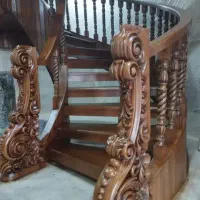 پله چوبی پله دوبلکس نرده چوبی