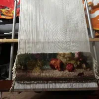 تابلو فرش نیمه بافته با تمام وسایل و نخ و نقشه