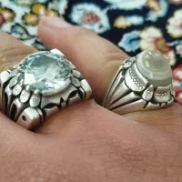 دو عدد انگشتر دست ساز موزانایت و باباقوری