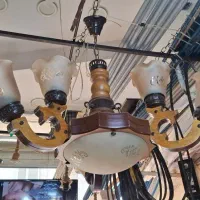 لوستر چوبی ۳شاخه دوبل