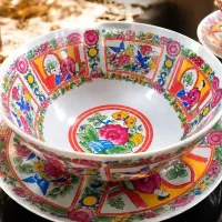 ست کاسه و بشقاب چینی طرح کلاسیک شرقی